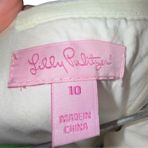 ▶️ Lilly Pulitzer ◀️ Pink Green Strapless Butterfly Lottie Dress Size 10 - Picture 11 of 14
